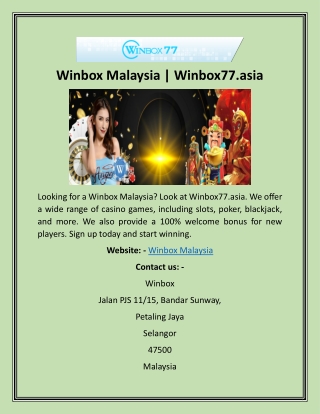 Winbox Malaysia  Winbox77.asia