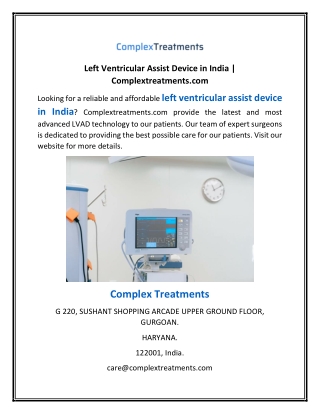 Left Ventricular Assist Device in India | Complextreatments.com