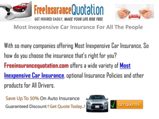 Most Inexpensive Car Insurance For All The People