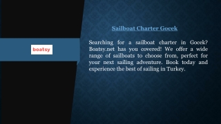 Sailboat Charter Gocek | Boatsy.net