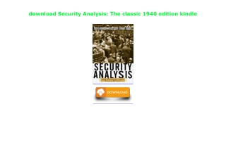 download Security Analysis: The classic 1940 edition kindle
