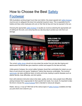 How to Choose the Best Safety Footwear