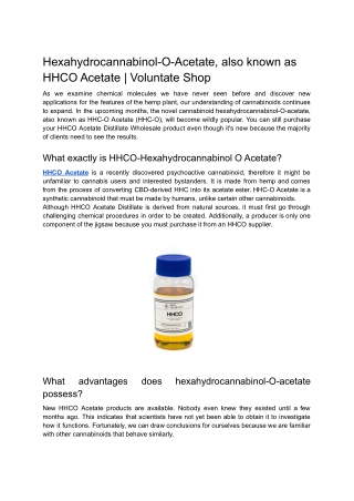 Hexahydrocannabinol-O-Acetate, also known as HHCO _ Voluntate Shop