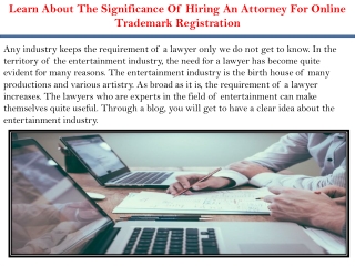 Learn About The Significance Of Hiring An Attorney For Online Trademark Registra
