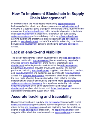 How To Implement Blockchain In Supply Chain Management