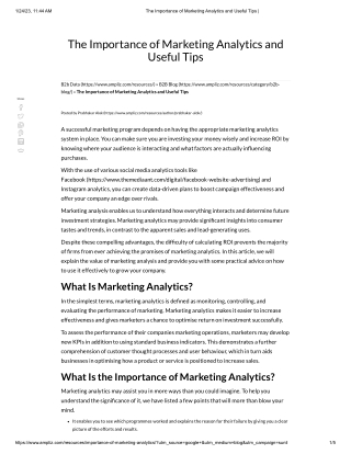 The Importance of Marketing Analytics and Useful Tips _
