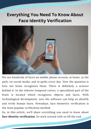 Everything You Need To Know About Face Identity Verification