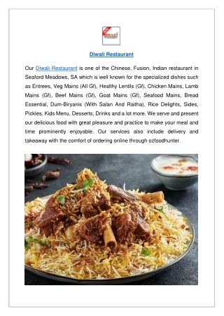 Up to 10% offer order now – Diwali Restaurant Menu