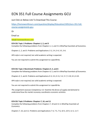 ECN 351 Full Course Assignments GCU