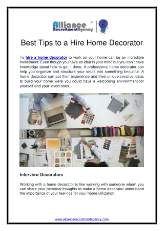 Best Tips to a Hire Home Decorator