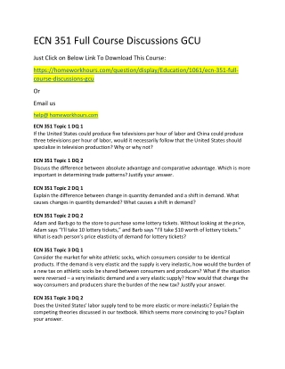 ECN 351 Full Course Discussions GCU