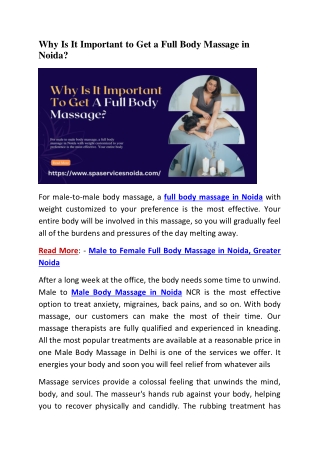 Why Is It Important To Get A Full Body Massage