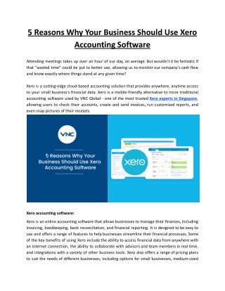 5 Reasons Why Your Business Should Use Xero Accounting Software