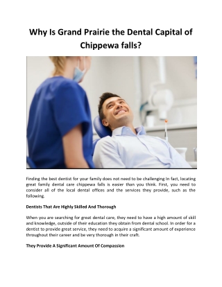Why Is Grand Prairie the Dental Capital of Chippewa falls
