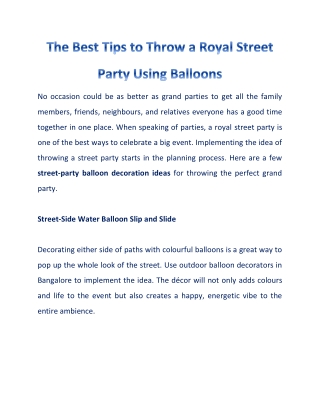 Best Tips to Host a Royal Street Party