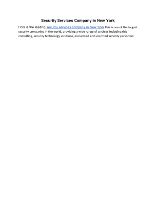 Security Services Company in New York