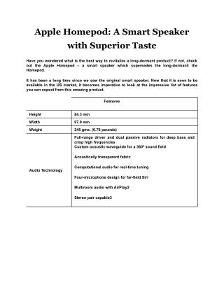 Apple Homepod A Smart Speaker with Superior Taste