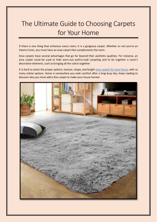 The Ultimate Guide to Choosing Carpets for Your Home