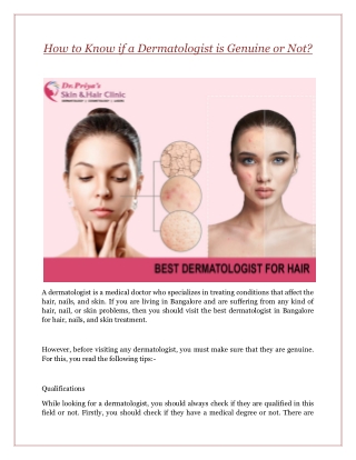 How to Know if a Dermatologist is Genuine or Not?