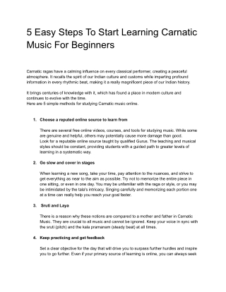 5 Easy Steps To Start Learning Carnatic Music For Beginners