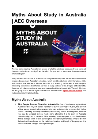 Myths About Study in Australia  _ AEC Overseas