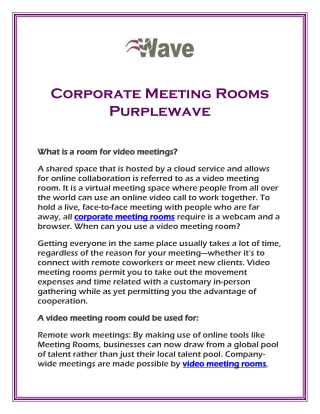 Corporate Meeting Rooms Purplewave