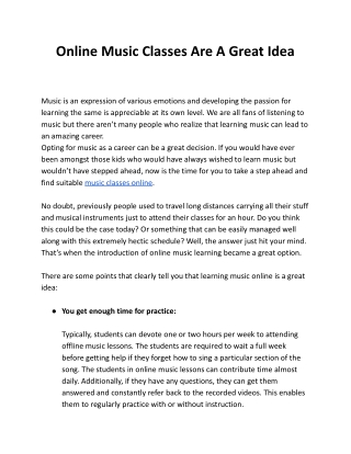 Online Music Classes Are A Great Idea