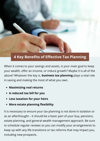 4 Key Benefits of Effective Tax Planning