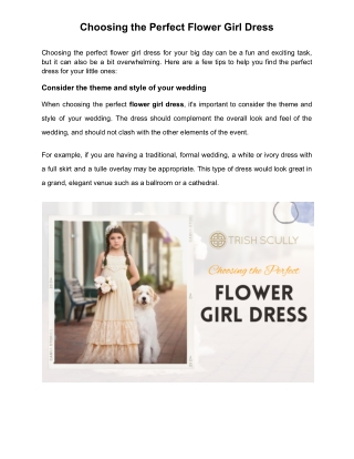 Choosing the Perfect Flower Girl Dress