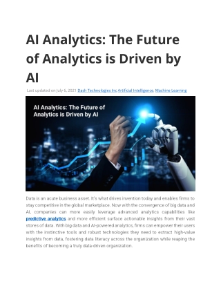 AI Analytics: The Future of Analytics is Driven by AI