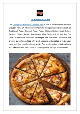 Up to 10% off - La Romana Pizza Bar Croydon Park Menu