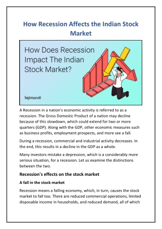 How Recession Affects the Indian Stock Market