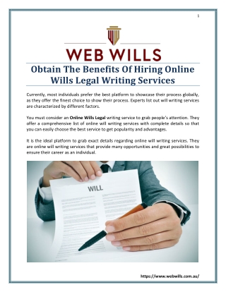 Obtain The Benefits Of Hiring Online Wills Legal Writing Services