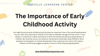 The Importance of Early Childhood Activity