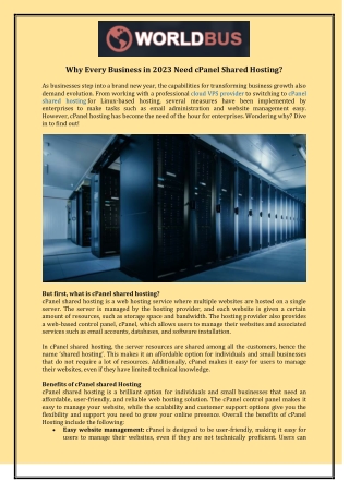 Why Every Business in 2023 Need cPanel Shared Hosting