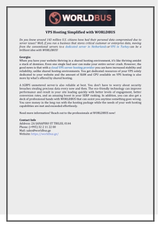 VPS Hosting Simplified with WORLDBUS
