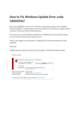 Error code C80003fa