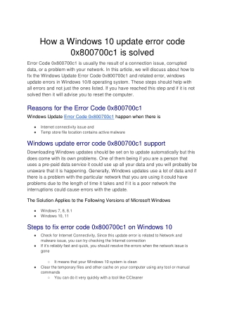 How a Windows 10 update error code 0x800700c1 is solved