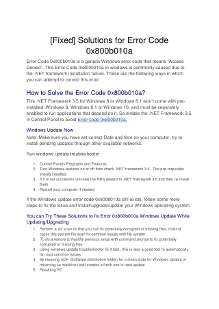 [Fixed] Solutions for Error Code 0x800b010a