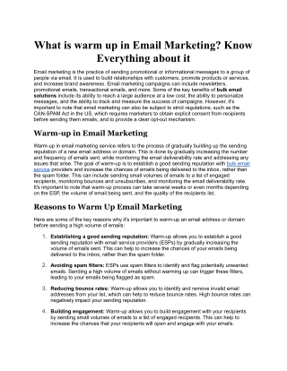 What is warm up in Email Marketing Know Everything about it