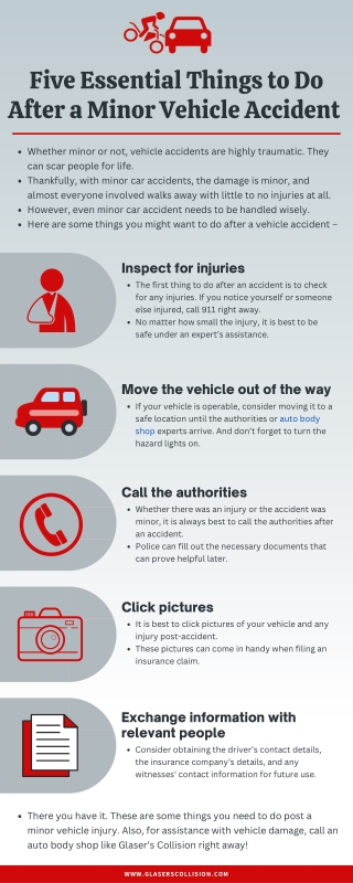 Five Essential Things to Do After a Minor Vehicle Accident