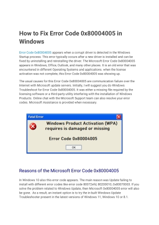 How to Fix Error Code 0x80004005 in Windows