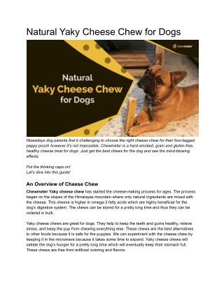 Natural Yaky Cheese Chew for Dogs