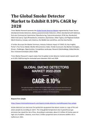 The Global Smoke Detector Market to Exhibit 8.10% CAGR by 2028