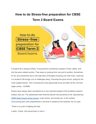 How to do Stress-free preparation for CBSE Term 2 Board Exams