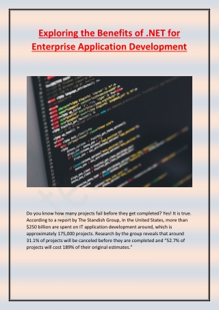 Exploring the Benefits of .NET for Enterprise Application Development