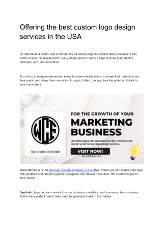 Offering the Best Custom Logo Designing services in the USA