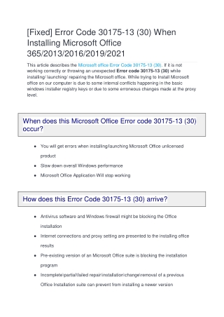 [Fixed] Error Code 30175-13 (30) When Installing Microsoft Office 365/2013/2016
