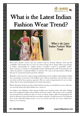 What is the Latest Indian Fashion Wear Trend?