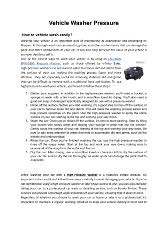 Vehicle Washer Pressure